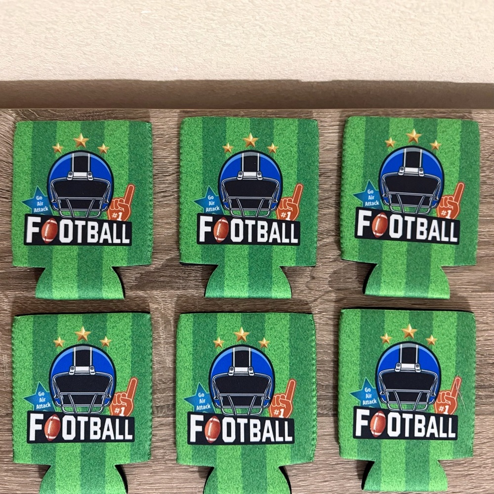 NWOT (6) Football Themed Koozie Can Covers Bundle